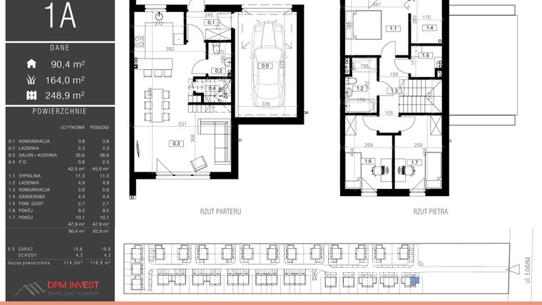 Rzut - Dom na sprzedaż 4 pokoje o powierzchni 114,3 m² - numer 1A w Family Park Ksawerów IV