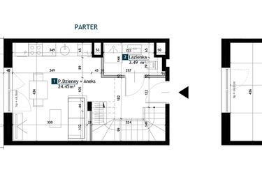 Rzut - Mieszkanie na sprzedaż 1 pokój o powierzchni 44,53 m² - numer BE0003 w Viva Cité