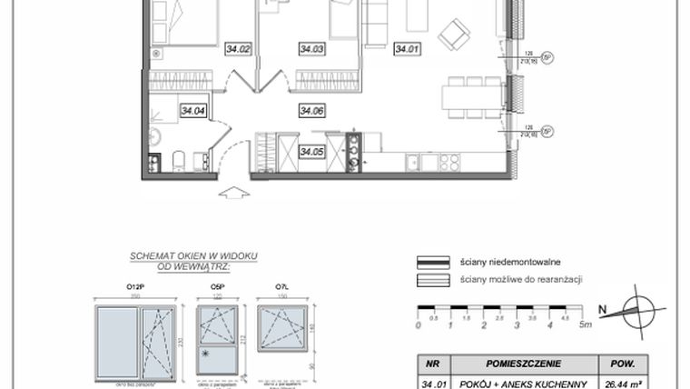 Rzut - Mieszkanie na sprzedaż 3 pokoje o powierzchni 63,11 m² - numer 5.A.34 w Urzeka bud. 5