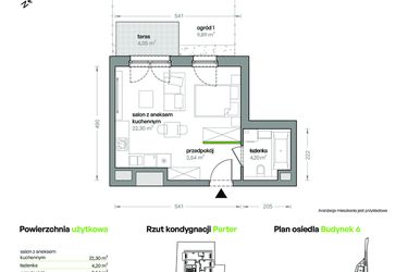 Rzut - Mieszkanie na sprzedaż 1 pokój o powierzchni 29,04 m² - numer B6/A/07 w Ceglana Park