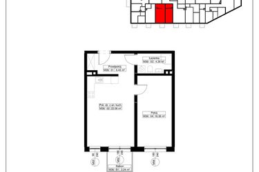 Rzut - Mieszkanie na sprzedaż 2 pokoje o powierzchni 49,28 m² - numer 36 w Światowida 61B