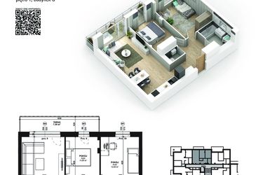 Rzut - Mieszkanie na sprzedaż 3 pokoje o powierzchni 61,91 m² - numer 8 w Piano Park etap V