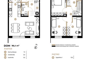 Rzut - Dom na sprzedaż 4 pokoje o powierzchni 96,4 m² - numer 4C w Kasprowicza 4