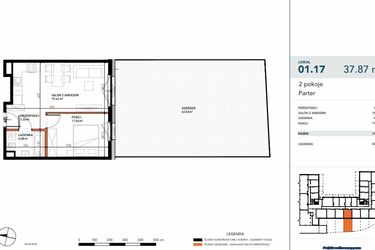 Rzut - Mieszkanie na sprzedaż 2 pokoje o powierzchni 37,72 m² - numer 01.17 w Czysta 4
