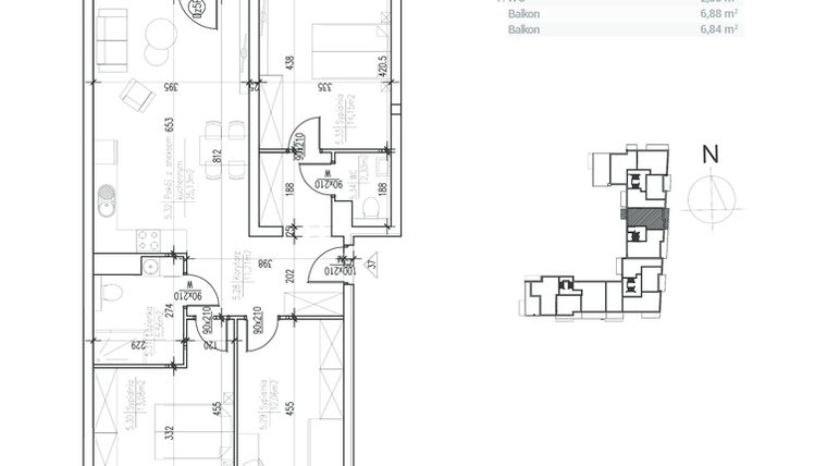 Rzut - Mieszkanie na sprzedaż 4 pokoje o powierzchni 83,49 m² - numer M-37 w Komfort House - etap D