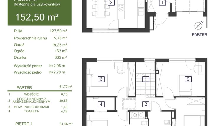 Rzut - Dom na sprzedaż 5 pokoi o powierzchni 152,53 m² - numer 31G w Osiedle Żywiczna