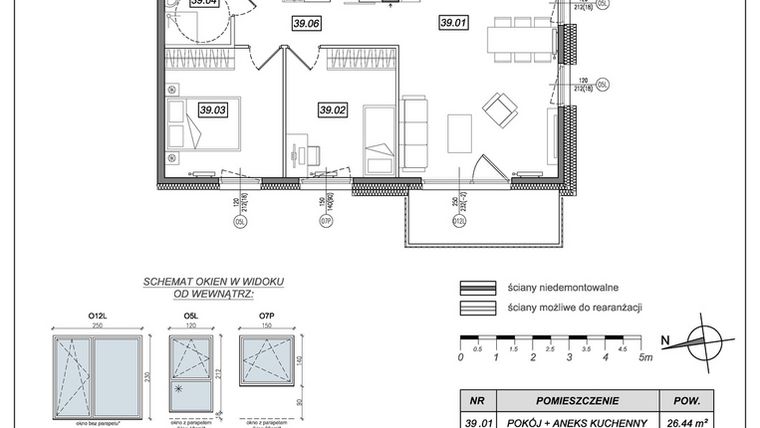 Rzut - Mieszkanie na sprzedaż 3 pokoje o powierzchni 63,11 m² - numer 6.A.39 w Urzeka bud. 6 i 7