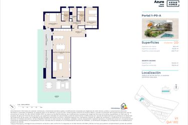 Rzut - Mieszkanie na sprzedaż 2 pokoje o powierzchni 93 m² - numer 1-PO-A w Zenity Azure