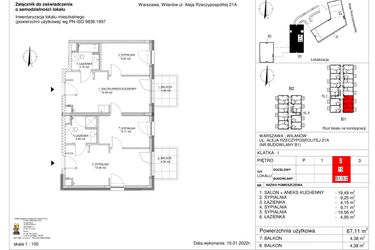 Rzut - Mieszkanie na sprzedaż 4 pokoje o powierzchni 67,11 m² - numer 15 w RZ21