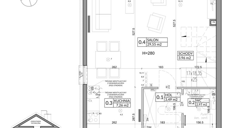 Rzut - Dom na sprzedaż 4 pokoje o powierzchni 93,95 m² - numer 7B w Nova Magdalenka 7