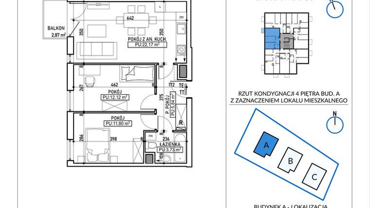 Rzut - Mieszkanie na sprzedaż 1 pokój o powierzchni 36 m² - numer 5B-30 w Jodłowicka 5