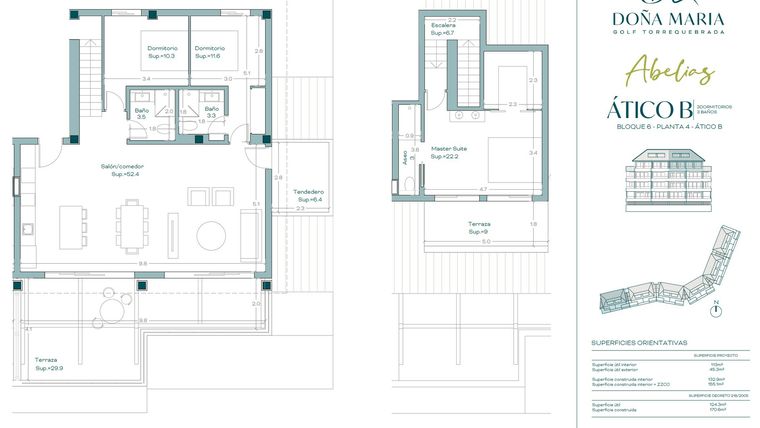Rzut - Mieszkanie na sprzedaż 3 pokoje o powierzchni 178 m² - numer ATICO B w Finca Dona Maria