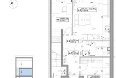 Rzut - Mieszkanie na sprzedaż 3 pokoje o powierzchni 51,15 m² - numer 73 w Boska Ksawerowska V
