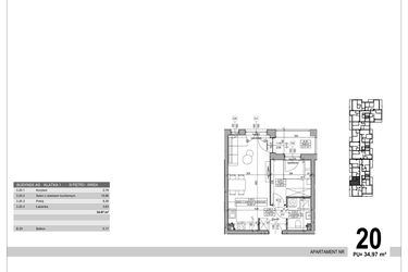 Rzut - Mieszkanie na sprzedaż 2 pokoje o powierzchni 34,97 m² - numer A.9.M.20 w Sobola Biel A9