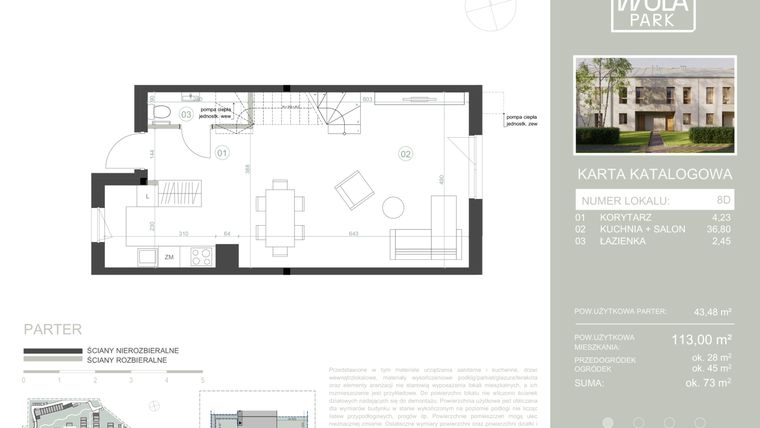 Rzut - Dom na sprzedaż 4 pokoje o powierzchni 113 m² - numer 8D w Nova Wola Park II