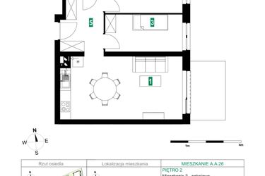 Rzut - Mieszkanie na sprzedaż 3 pokoje o powierzchni 56,83 m² - numer A.A.26 w Park Śliwowa