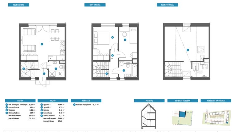 Rzut - Dom na sprzedaż 3 pokoje o powierzchni 65,39 m² - numer 9b w Leszczyńskiego 25