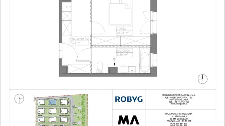 Rzut - Mieszkanie na sprzedaż 2 pokoje o powierzchni 48,76 m² - numer VV/B/2/1 w Villa Viva