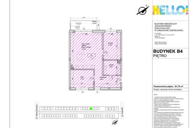 Rzut - Mieszkanie na sprzedaż 3 pokoje o powierzchni 61,75 m² - numer B4.2 w HELLO! KUKUŁKI bud. B