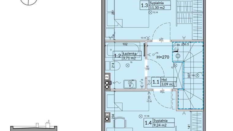Rzut - Dom na sprzedaż 3 pokoje o powierzchni 62,3 m² - numer 30A w Osiedle Stokrotki etap 4 i 5