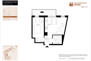Rzut - Mieszkanie na sprzedaż 2 pokoje o powierzchni 40,32 m² - numer 1.04 w Białoprądnicka Park