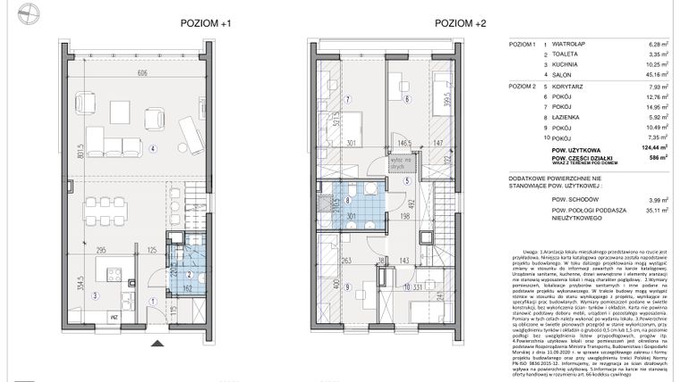 Rzut - Dom na sprzedaż 5 pokoi o powierzchni 124,44 m² - numer 61 w Osada Nadolicka