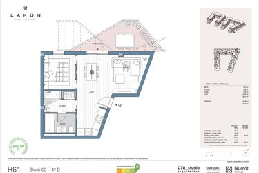 Rzut - Mieszkanie na sprzedaż 1 pokój o powierzchni 48,1 m² - numer LK34D w Lakun