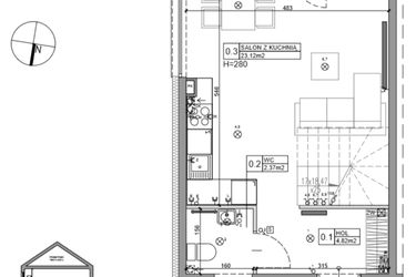 Rzut - Dom na sprzedaż 3 pokoje o powierzchni 65,15 m² - numer 26 w Zielone Ogrody