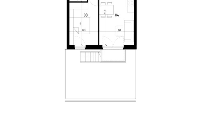 Rzut - Mieszkanie na sprzedaż 2 pokoje o powierzchni 38,53 m² - numer 2 w Traugutta