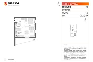 Rzut - Mieszkanie na sprzedaż 2 pokoje o powierzchni 36,01 m² - numer F.41 w Osiedle Synteza etap IV
