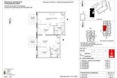 Rzut - Mieszkanie na sprzedaż 4 pokoje o powierzchni 62,15 m² - numer 17 w RZ21
