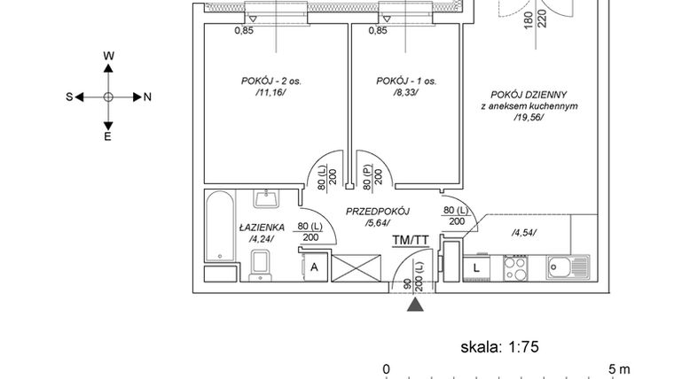 Rzut - Mieszkanie na sprzedaż 3 pokoje o powierzchni 48,93 m² - numer M11 w Osiedle Mała Dziesiąta etap II