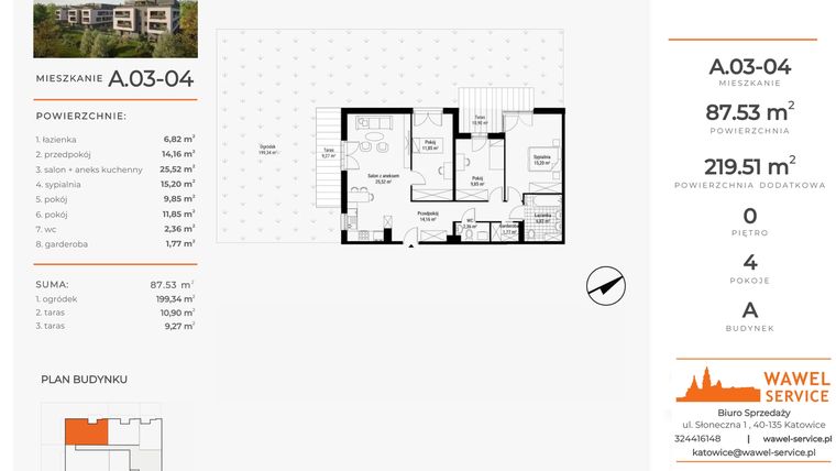 Rzut - Mieszkanie na sprzedaż 4 pokoje o powierzchni 87,53 m² - numer A.03-04 w Nowa Namiarkowa