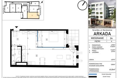Rzut - Mieszkanie na sprzedaż 2 pokoje o powierzchni 63,2 m² - numer 24 w N15