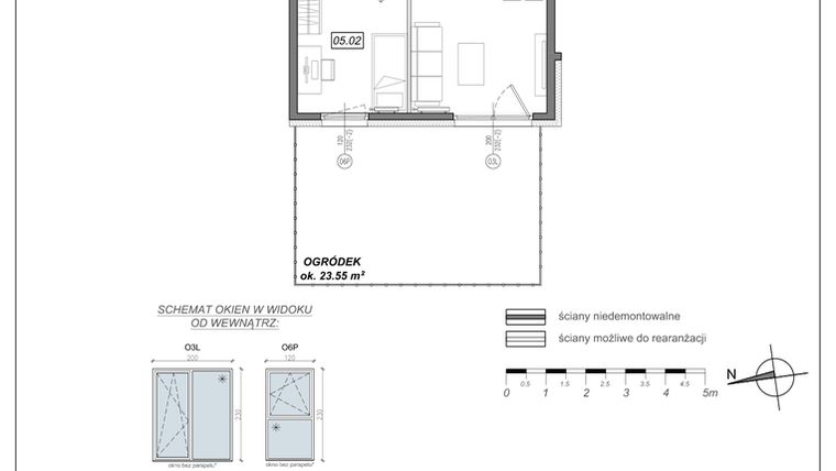 Rzut - Mieszkanie na sprzedaż 2 pokoje o powierzchni 36,2 m² - numer 6.A.05 w Urzeka bud. 6 i 7