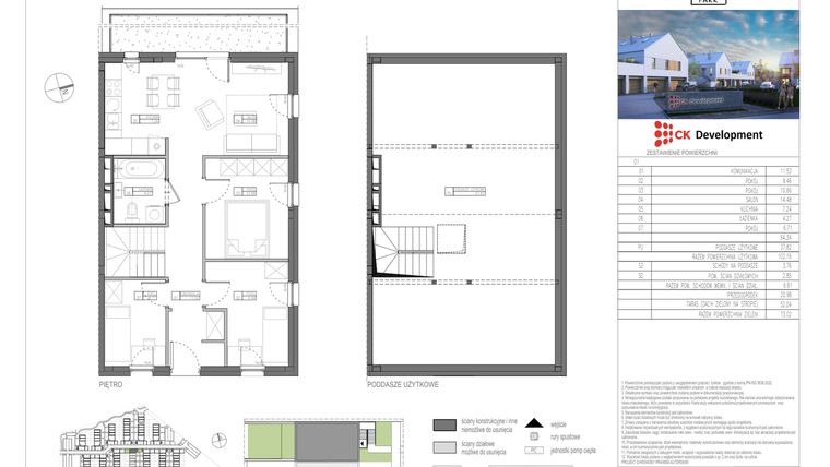 Rzut - Dom na sprzedaż 4 pokoje o powierzchni 102,13 m² - numer D.1 -mieszkanie w Nova Wola Park