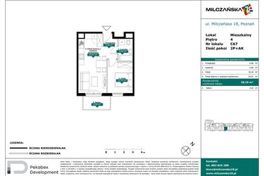 Rzut - Mieszkanie na sprzedaż 2 pokoje o powierzchni 38,29 m² - numer C67 w Milczańska 18