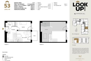Rzut - Mieszkanie na sprzedaż 2 pokoje o powierzchni 67,11 m² - numer A53 w Look Up House