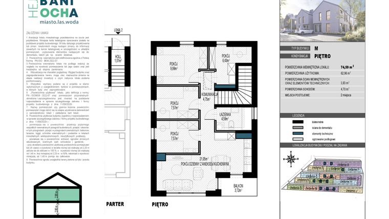 Rzut - Dom na sprzedaż 4 pokoje o powierzchni 62,96 m² - numer A8.2 w HEJ! Baniocha