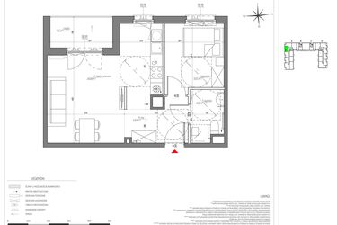 Rzut - Mieszkanie na sprzedaż 2 pokoje o powierzchni 43,52 m² - numer D/016/M w City Vibe