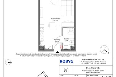 Rzut - Mieszkanie na sprzedaż 1 pokój o powierzchni 32,08 m² - numer B.1M02 w Leszczyńskich 2
