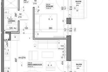 Rzut - Mieszkanie na sprzedaż 2 pokoje o powierzchni 49,54 m² - numer S39 w Miasto Ogród 6 - OSLO i SZTOKHOLM