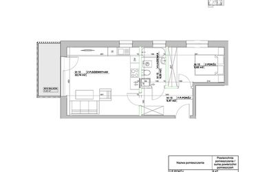 Rzut - Mieszkanie na sprzedaż 2 pokoje o powierzchni 42,88 m² - numer A18 w Laurowy Zakątek