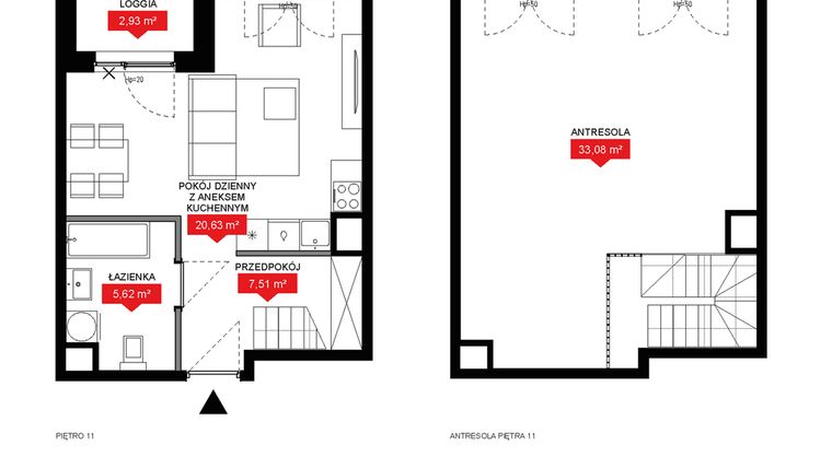 Rzut - Mieszkanie na sprzedaż 1 pokój o powierzchni 66,84 m² - numer A1 148 w 29L