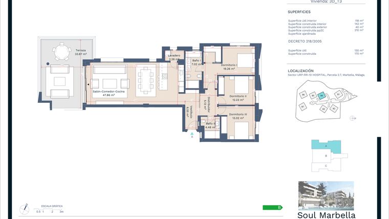 Rzut - Mieszkanie na sprzedaż 3 pokoje o powierzchni 169,47 m² - numer 2527-VI-4-1-A w Soul Marbella Sunshine