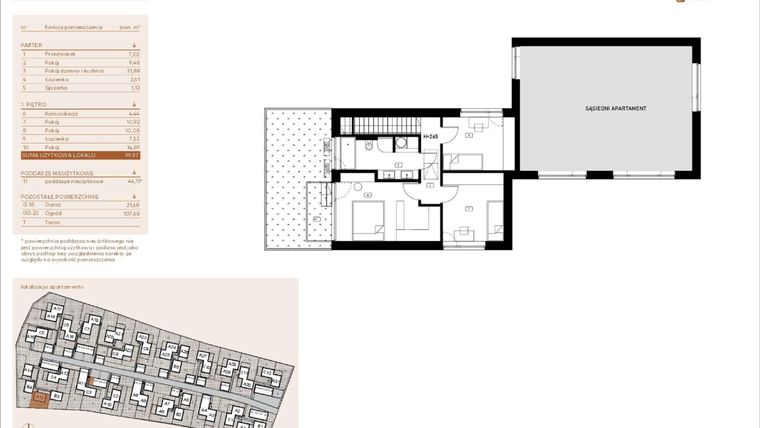 Rzut - Mieszkanie na sprzedaż 5 pokoi o powierzchni 99,97 m² - numer A13 w Kosocicka Ambient