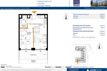 Rzut - Mieszkanie na sprzedaż 2 pokoje o powierzchni 33,38 m² - numer 0.10 w The Blue