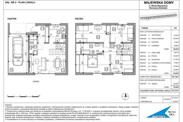 Rzut - Dom na sprzedaż 5 pokoi o powierzchni 121,31 m² - numer H1 w Majewska Domy