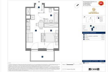 Rzut - Mieszkanie na sprzedaż 2 pokoje o powierzchni 30,38 m² - numer G-34 w Apartamenty Park Matecznego Etap 2