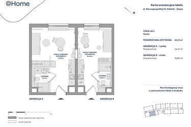 Rzut - Mieszkanie na sprzedaż 2 pokoje o powierzchni 43,23 m² - numer 2 w AtHome - Apartamenty inwestycyjne
